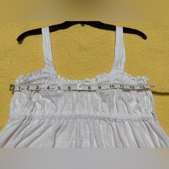 H264 Free People M pp14 L p15 unstretched Ivory Ruffle-Trim Swing Tank Top - Picture 3 of 9